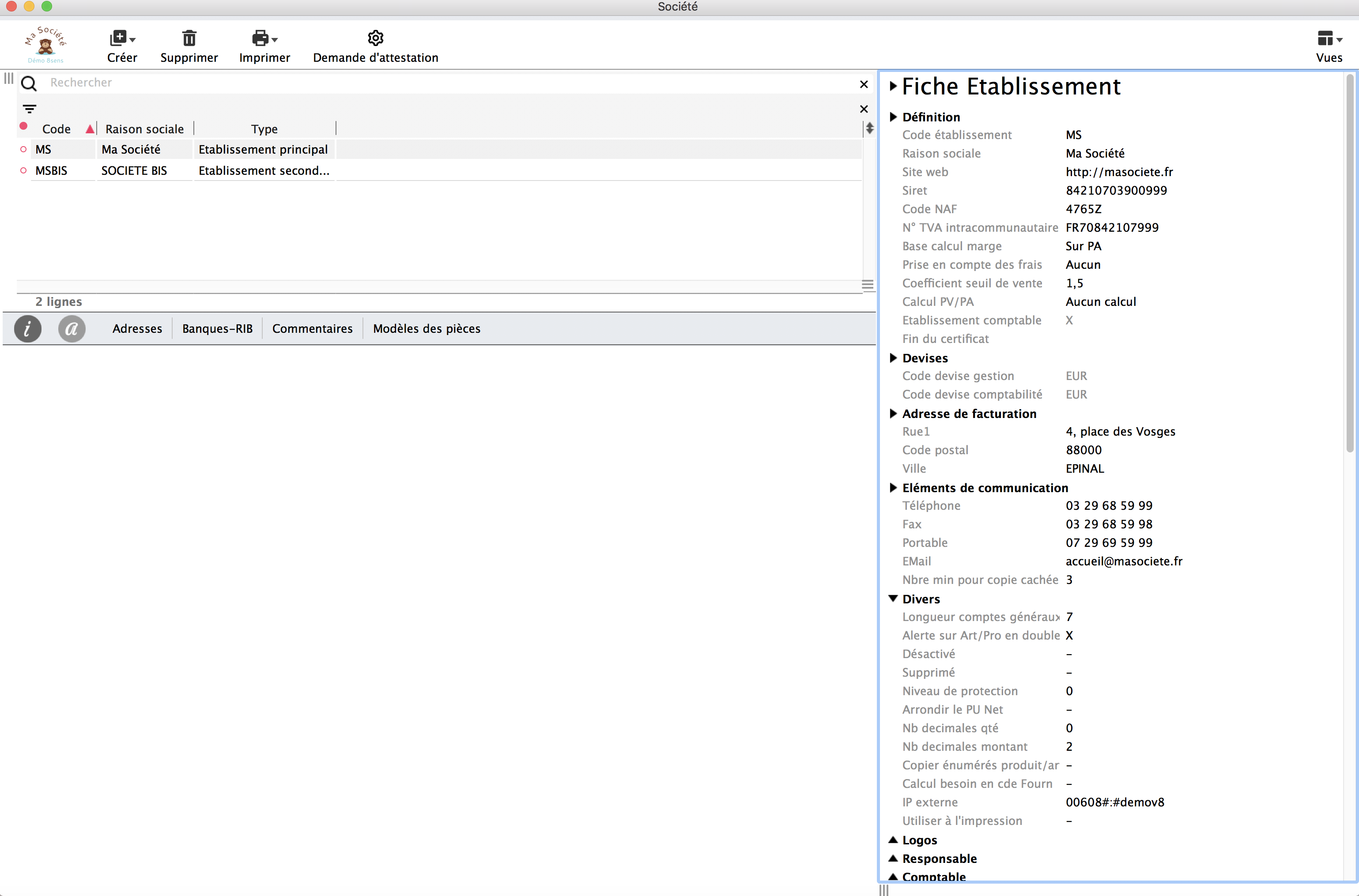 fiche etablissement